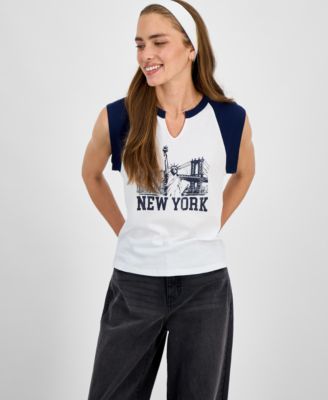 Rebellious One - Juniors' NYC Graphic Raglan-Sleeve T-Shirt
