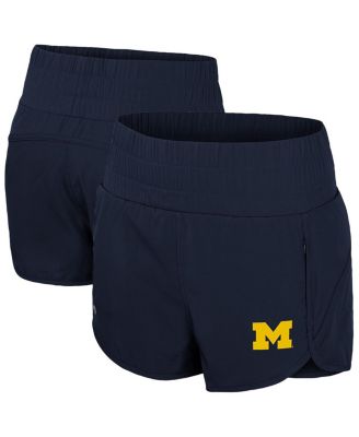 Colosseum - Women's Navy Michigan Wolverines Stop By Smocked High Waist Shorts