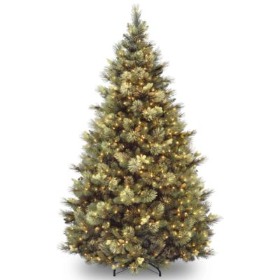 National Tree Company - National Tree 7 .5' Carolina Pine Hinged Tree with Flocked Cones and 1000 Clear Lights
