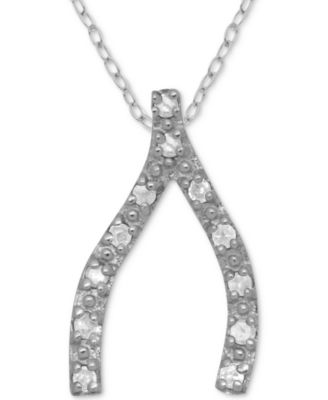 Macy's - Diamond Wishbone 18" Pendant Necklace (1/10 ct. t.w.) in Sterling Silver
