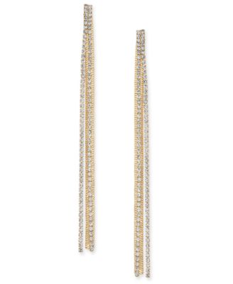 I.N.C. International Concepts - Gold-Tone Rhinestone & Chain Linear Drop Earrings