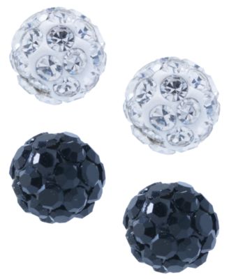 Macy's - 2-Pc. Set Blue & Dark Blue Crystal Ball Stud Earrings in Sterling Silver (Also in White & Red Crystal)