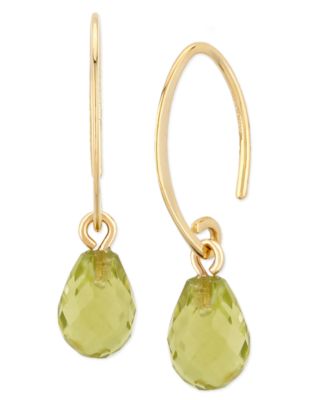 Macy's - Gemstone Briolette Drop Earring in 14k Yellow Gold Available in Amethyst, Garnet, Citrine, Blue Topaz or Peridot