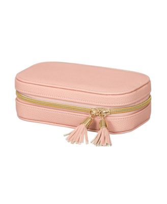 Mele & Co - Lucy Travel Jewelry Case in Textured Pink Faux Leather
