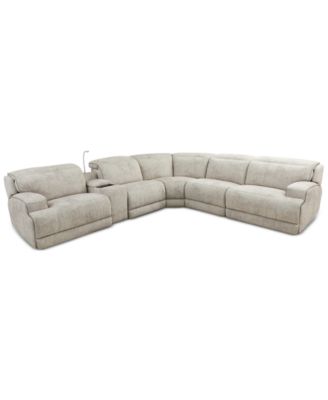 Furniture - Sebaston 6-Pc. Fabric Sectional with 2 Power Motion Recliners and 1 USB Console