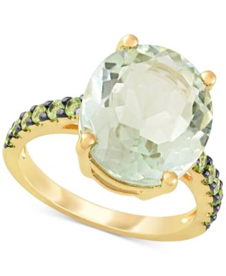 Delmar - Green Quartz (7-1/2 ct. t.w.) & Peridot (1/2 ct. t.w.) Statement Ring in 18k Gold-Plated Sterling Silver