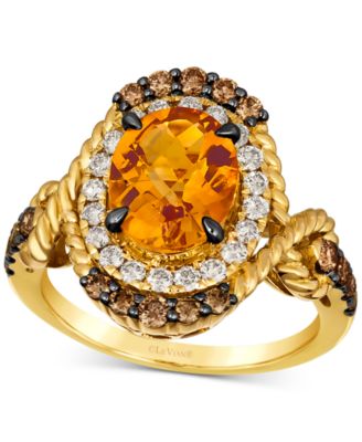 Le Vian - Cinnamon Citrine (2-1/2 ct. t.w.) & Diamond (3/4 ct. t.w.) Rope Wrapped Halo Ring in 14k Gold
