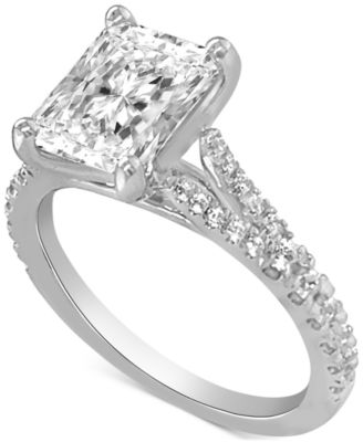 Badgley Mischka - Certified Lab Grown Diamond Emerald-Cut Center Split Shank Engagement Ring (3-3/8 ct. t.w.) in 14k Gold