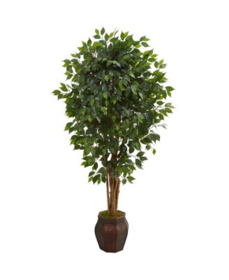 Nearly Natural - 6' Ficus Artificial Tree in Decorative Planter