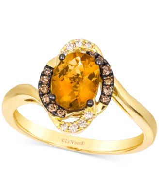 Le Vian - Cinnamon Citrine (1-1/8 ct. t.w.) & Diamond (1/8 ct. t.w.) Halo Twist Ring in 14k Gold (Also available in Grape Amethyst, Deep Sea Blue Topaz & Pomegranate Garnet)