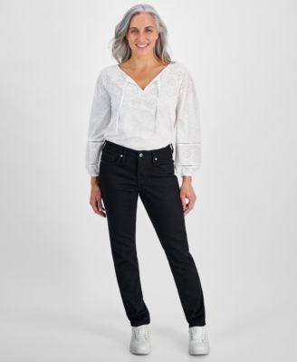 Style & Co - Petite Mid Rise Tummy Control Slim Leg Jeans