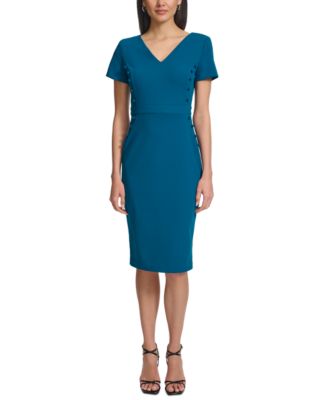 Calvin Klein - Women's Short-Sleeve V-Neck Sheath Dress