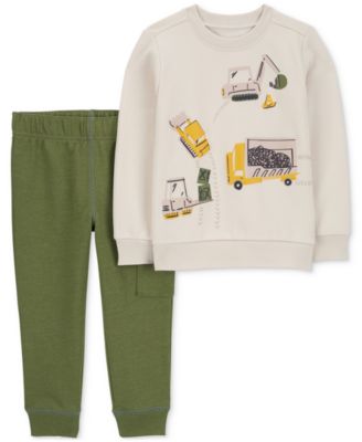 Carter's - Baby Boys Construction Graphic Pullover Sweatshirt & Jogger Pants, 2 Piece Set