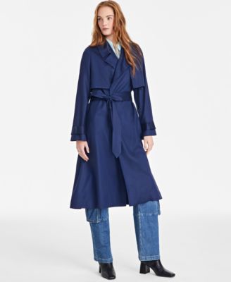 On 34th - Women's Belted Storm-Flap Trench Coat