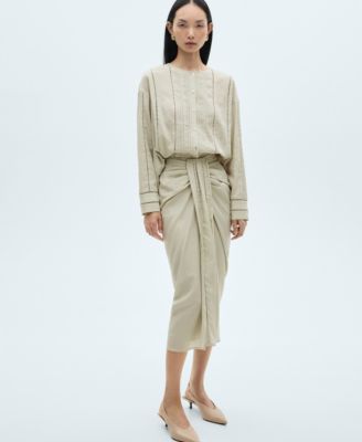 MANGO - Women's Draped Midi Skirt