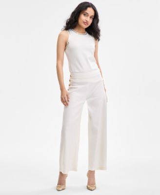 I.N.C. International Concepts - Women's Button-Trim Wide-Leg Pants