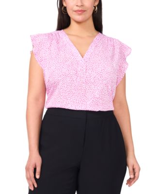 Vince Camuto - Plus Size V-Neck Flutter-Sleeve Blouse