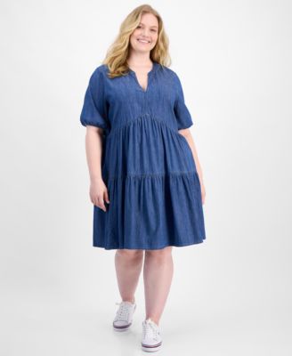 Tommy Hilfiger - Plus Size Tiered Chambray Dress