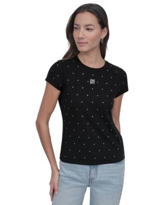 DKNY Jeans - Petite Rhinestone-Embellished T-Shirt