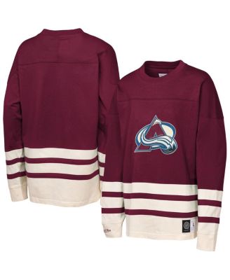 Mitchell & Ness - Big Boys and Girls Burgundy Colorado Avalanche Chainstitch Heavyweight Long Sleeve Top