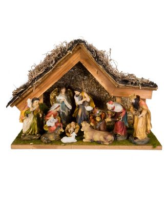 Kurt Adler - 12-Inch Nativity Set with Stable and 10 Figures