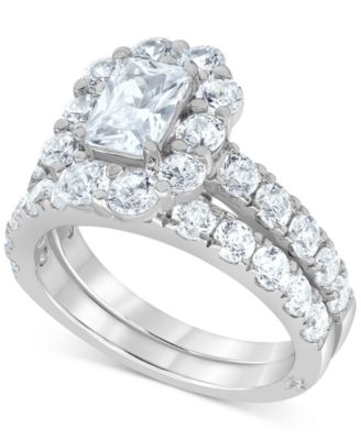 Macy's - Marchesa Certified Diamond (4 ct. t.w.) Emerald Halo Bridal Set in 18k Gold