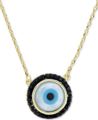 Macy's - Cubic Zirconia & Enamel Evil Eye Pendant Necklace in 14k Gold-Plated Sterling Silver, 16" + 1" extender