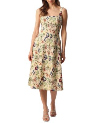 Avec Les Filles - Women's Fiesta Square-Neck Midi Dress