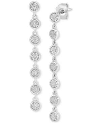 Macy's - Diamond Cluster Linear Drop Earrings (1/4 ct. t.w.) in Sterling Silver