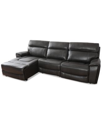 Furniture - 114.5" 3-Pc. Leather Sectional with 1 Power Recliner and Chaise
