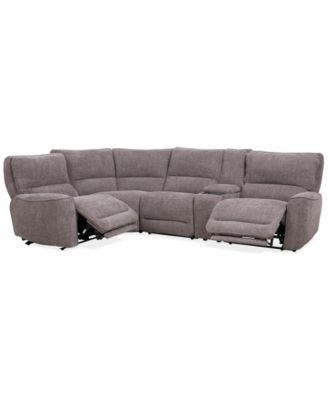 Furniture - Deklyn 129" 5-Pc. Fabric Sectional with 2 Power Recliners & 1 Console