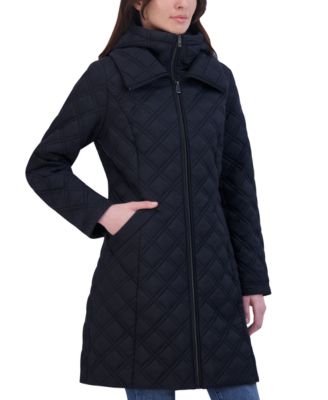 Tahari - Women's Bibbed Hooded Quilted Coat