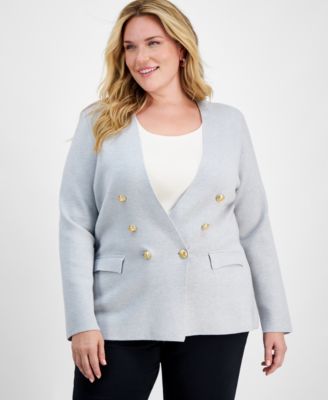 I.N.C. International Concepts - Plus Size Double-Breasted Jersey Blazer