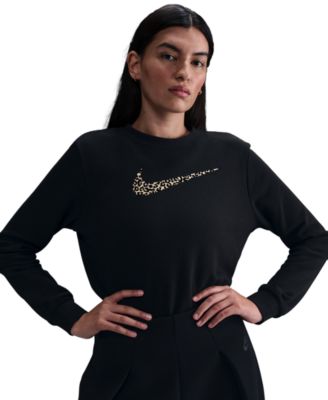 Nike - Women's Club Leopard-Print Logo Sweatshirt
