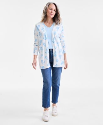 Style & Co - Women's Floral-Print Open-Front Cardigan
