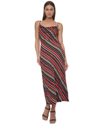 DKNY - Women's Printed Cowl-Neck Sleeveless Slip Dress