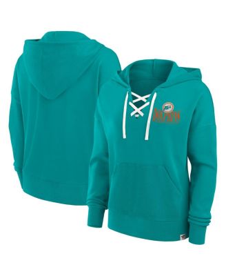 Fanatics - Women's Aqua Miami Dolphins Blitz Left Lace-Up Pullover Hoodie