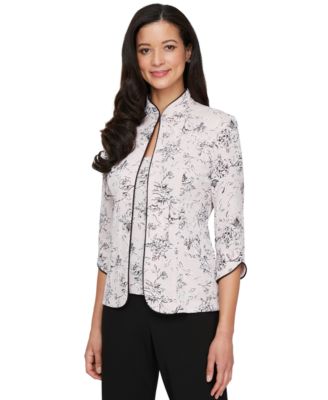 Alex Evenings - Petite Glitter Jacquard Jacket & Sleeveless Top Set