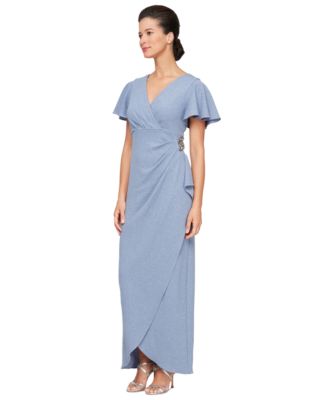 SL Fashions - Women's Flutter-Sleeve Tulip-Hem Dress