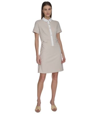 Calvin Klein - Women's Short-Sleeve A-Line Scuba Shirtdress