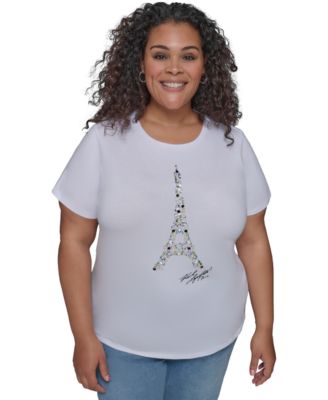 KARL LAGERFELD PARIS - Plus Size Embellished Eiffel Tower T-Shirt