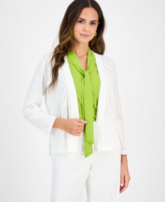 Kasper - Women's Diagonal-Stitch Cardigan, Regular & Petite