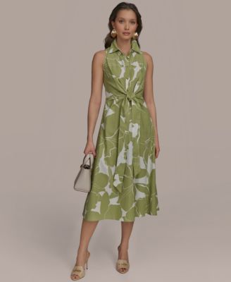 Donna Karan New York - Women's Printed Linen-Blend Shirtdress