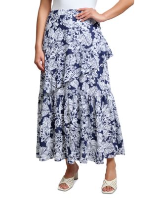 Jones New York - Women's Floral Ruffle-Trim Maxi Skirt