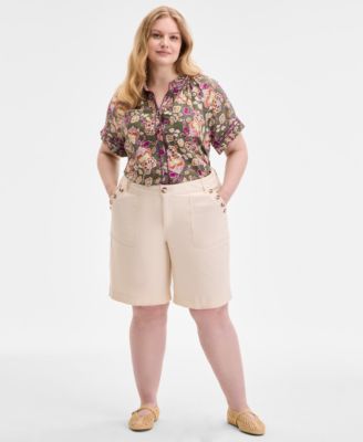 Democracy - Trendy Plus Size AbSolution Skyrise Utility Bermuda Shorts