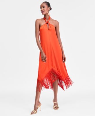I.N.C. International Concepts - Women's Fringe Halter Dress, Exclusively at Macy's