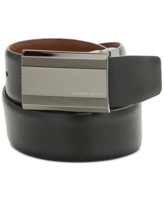 Perry Ellis Portfolio - Men's Black Logo-Buckle Belt