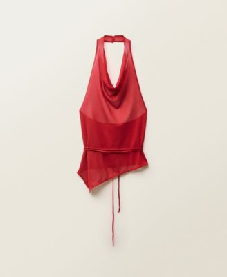 MANGO - Women's Open Back Draped Knitted Top