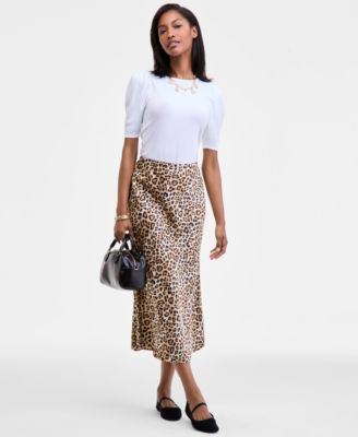 On 34th - Women's Printed Midi Slip Skirt