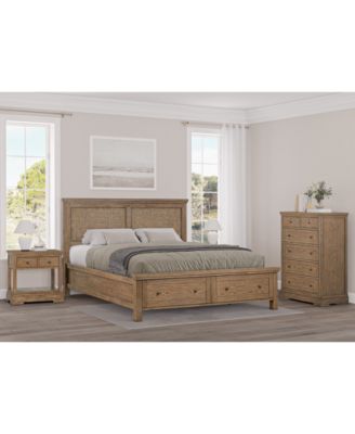 Furniture - Alverton 3 Pc. Queen Cane Storage Set (Bed, Chest & 1-Drawer Nightstand)